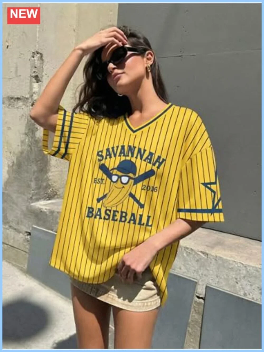 Women's Baseball Jersey Top Letter Print Loose Fit Short Sleeve Tee